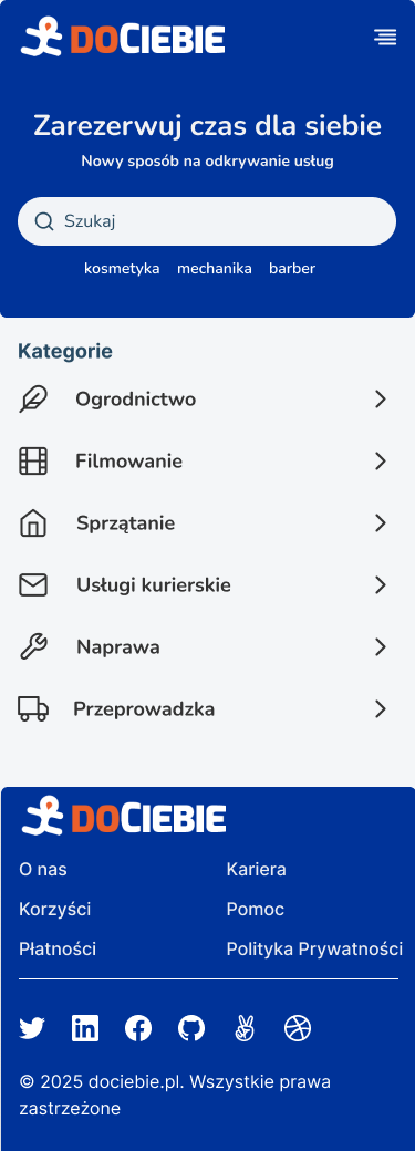 Zrzut ekranu aplikacji DoCiebie